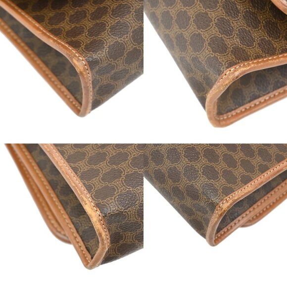 CELINE Logo Macadam Pattern 2Way Shoulder Bag PVC Leather Brown Italy - Picture 9 of 16